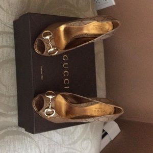 Gucci Lurex Barr Napa Silk Beige Ebon Oro